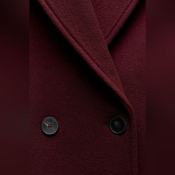 NWT ZARA MANTECO WOOL BLEND COATโZW COLLECTION Burgundy - Picture 15 of 16